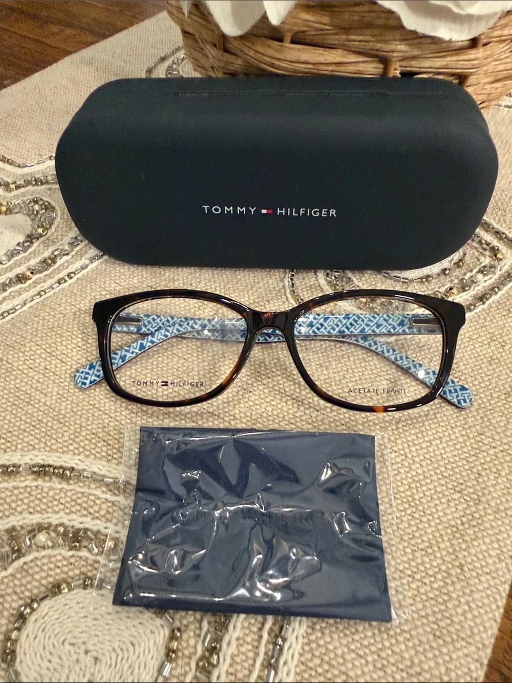 Tommy Hilfiger Tortoiseshell Frames with case and cleaning cloth .TH 2108